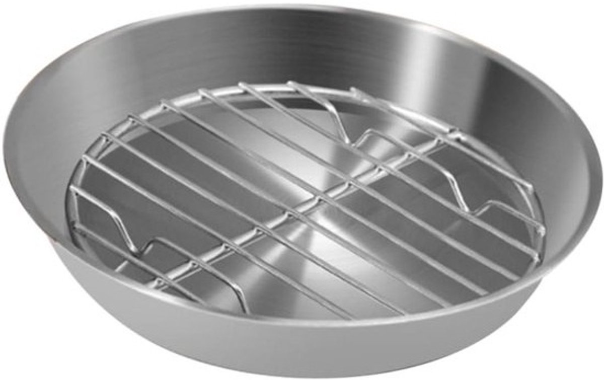 Bakplaat met rek - Koelrek bakplaat - Bakken en grillen - Roestvrij staal - 16.7 cm rond - Zilver