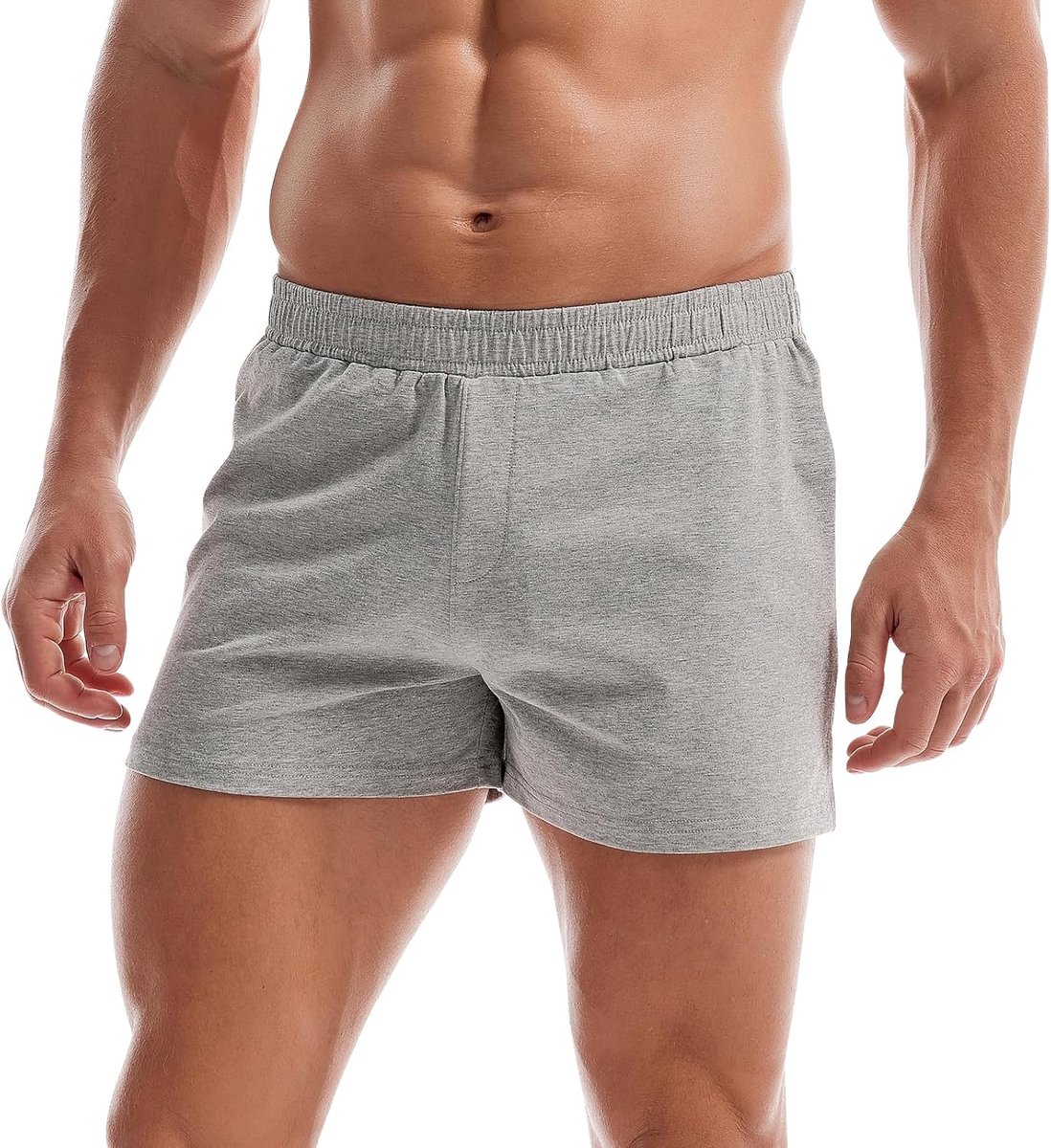 Coulee Slaapbroek voor heren, kort, katoen, 7,5 cm, lichte pyjamabroek voor heren, korte zijsplitten, shorts