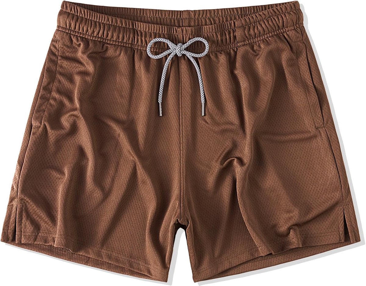 Coulee Sportbroek voor heren, kort, baggy mesh, basketbalshorts, ademend, korte loopbroek, trainingsbroek, zomer, trainingsshort met elastische tailleband en zakken