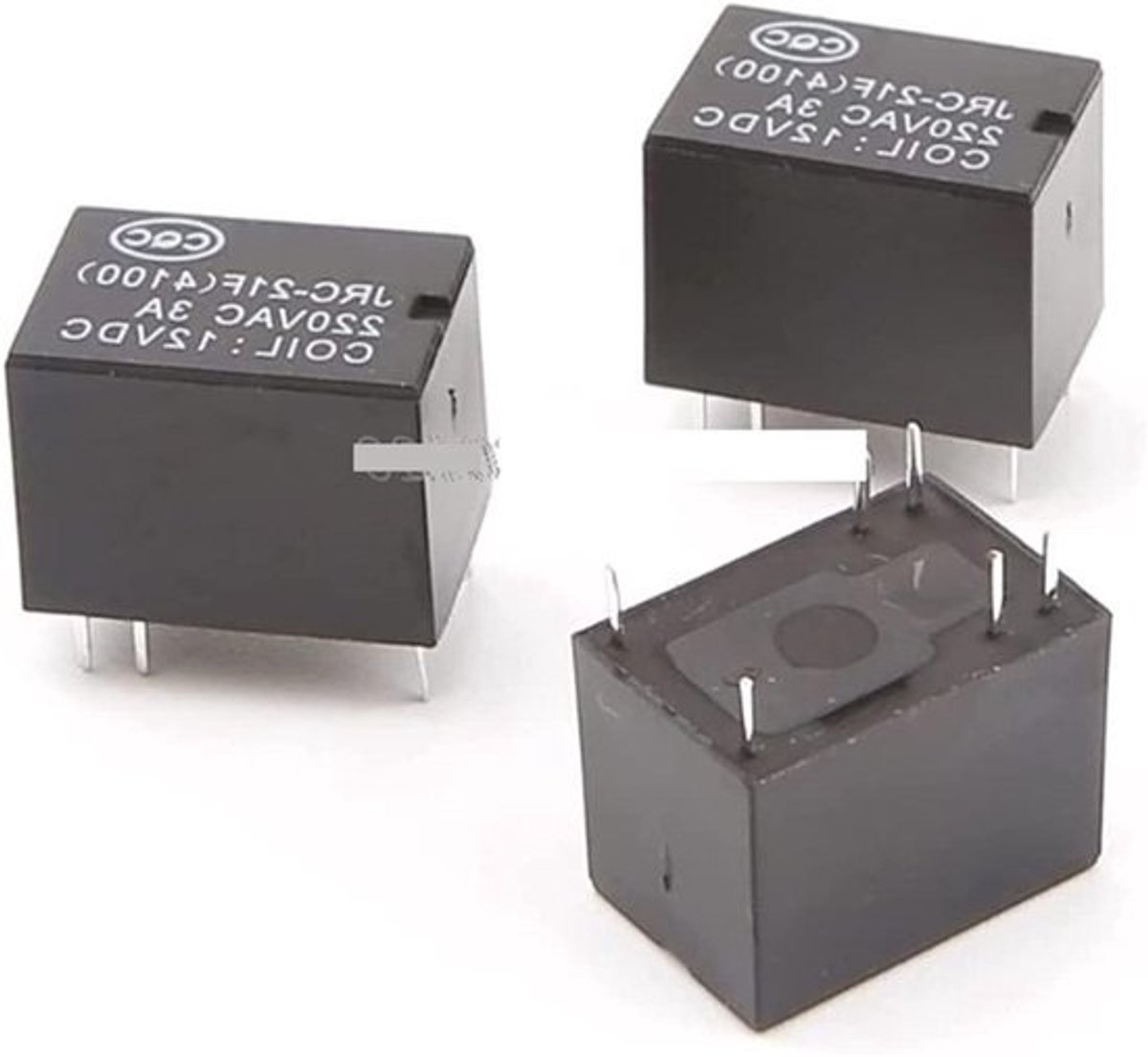 Mini Vermogensrelais - PCB Relais - Schakelcircuit Besturing - Anti-interferentie Vermogen - 10 stuks - Zwart