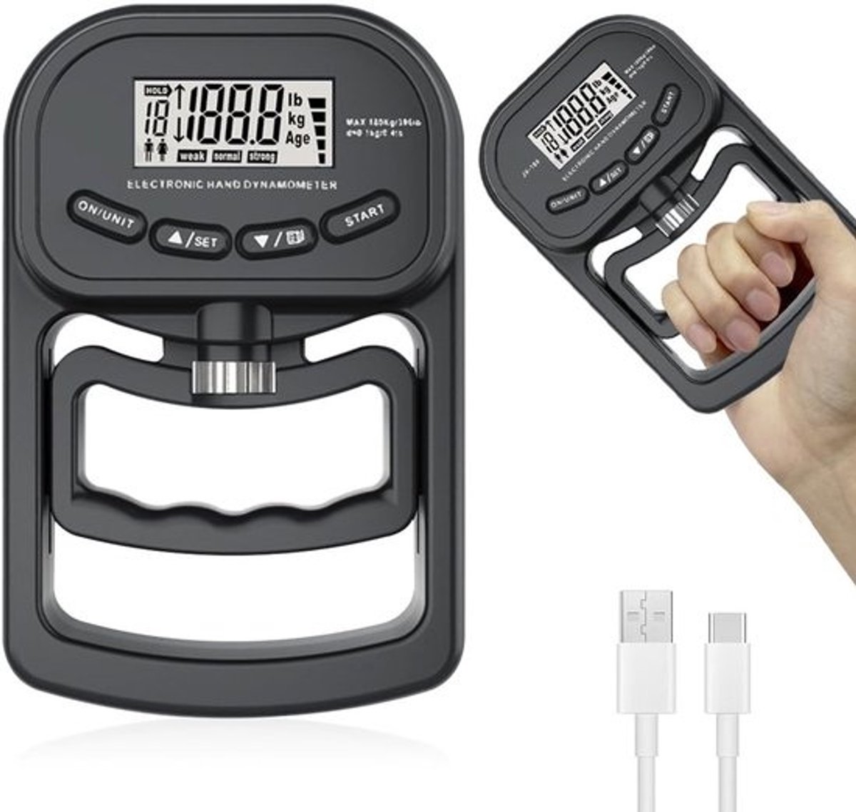 Solidchoice - Gripkracht Tester tot 180kg voor Thuis en Sport