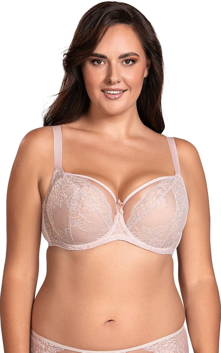 Dames Underwired Lace Non Padded Bra 1044, roze, 90F