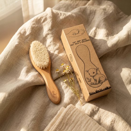 HANT - Haarborstel Baby Zacht - 100% natuurlijk geitenhaar & beukenhout - Hypoallergeen van Merkloos — afbeelding 4