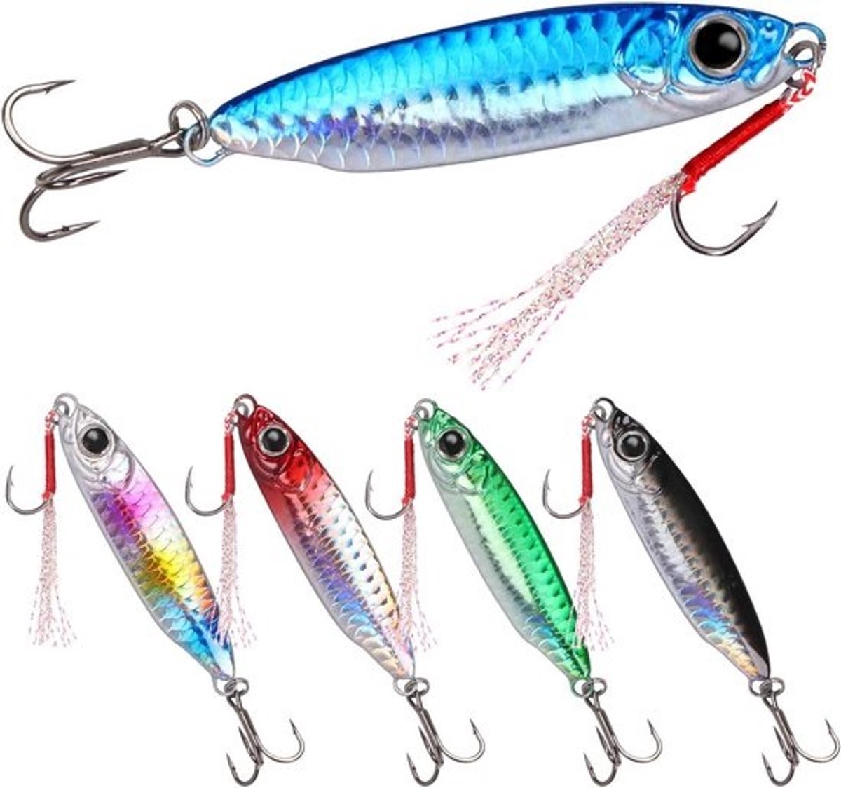 Vislepels Kunstaas - Zeevissen Jigs - Zeevissen - Ultrascherpe Haken - 5 stuks 30g - Diverse Kleuren