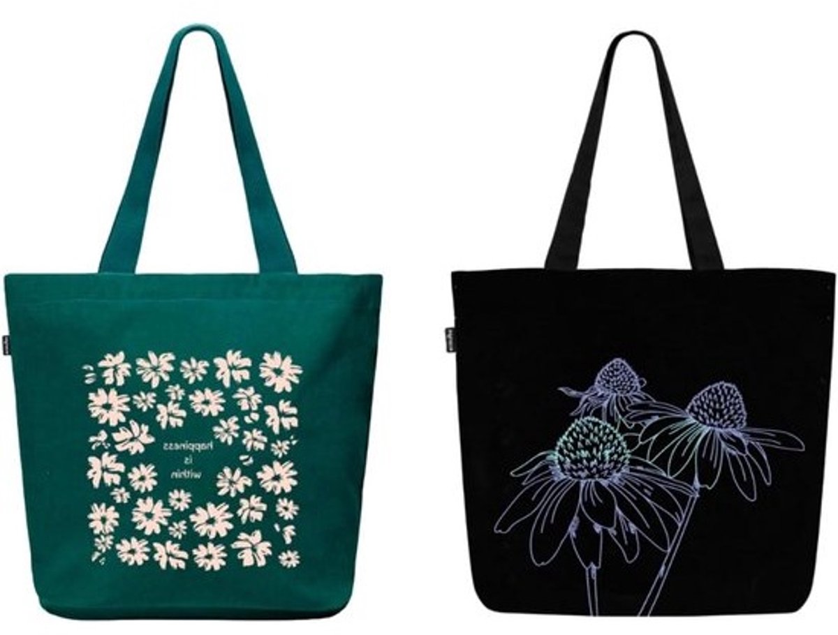 Schoudertas Canvas - Shopper Tas Casual - Dagelijks Gebruik - Ethisch Geproduceerd - 38 x 43 cm - Groen