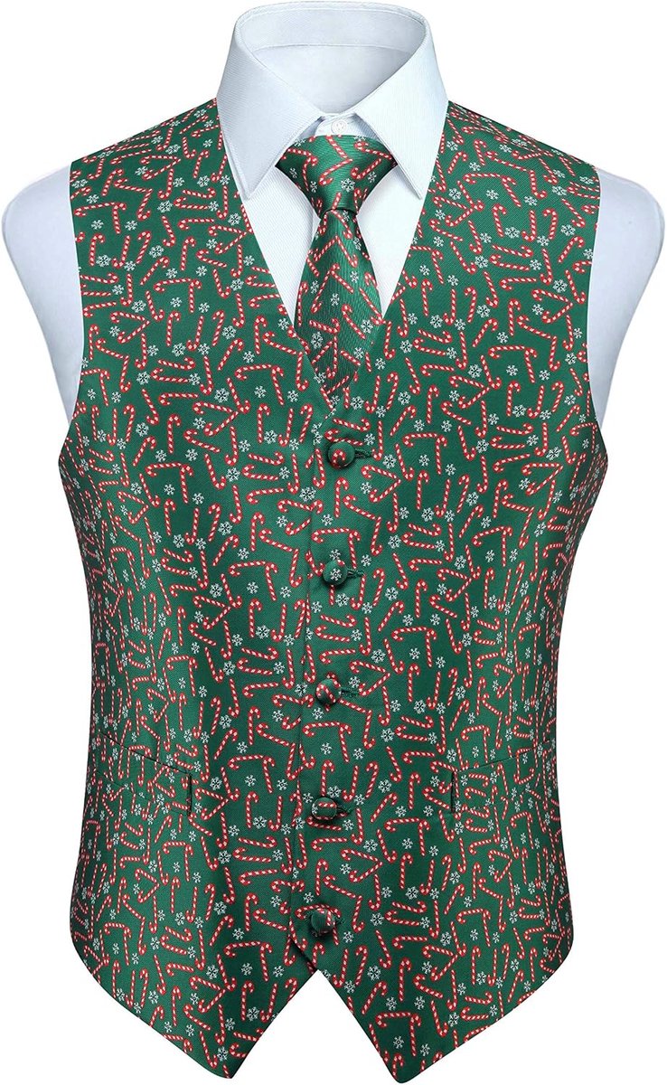 Leuk colbertje voor heren, kerstmis, feestelijke kerstman, kerstvest, stropdas, zak, vierkant, zakdoek, vest, pakset, XS-4XL