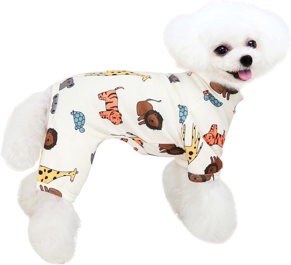 Katoenen Pyjama Voor Honden, Elastisch en Uittrekken, Geschikt Voor Kleine en Middelgrote Honden (Crèmekleur, S)