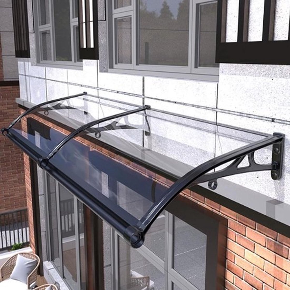 Deurluifel Polycarbonaat - Regenonderdak Zonnescherm - Entree Beschermen - UV-bescherming Transparant - 60x170cm - Transparant