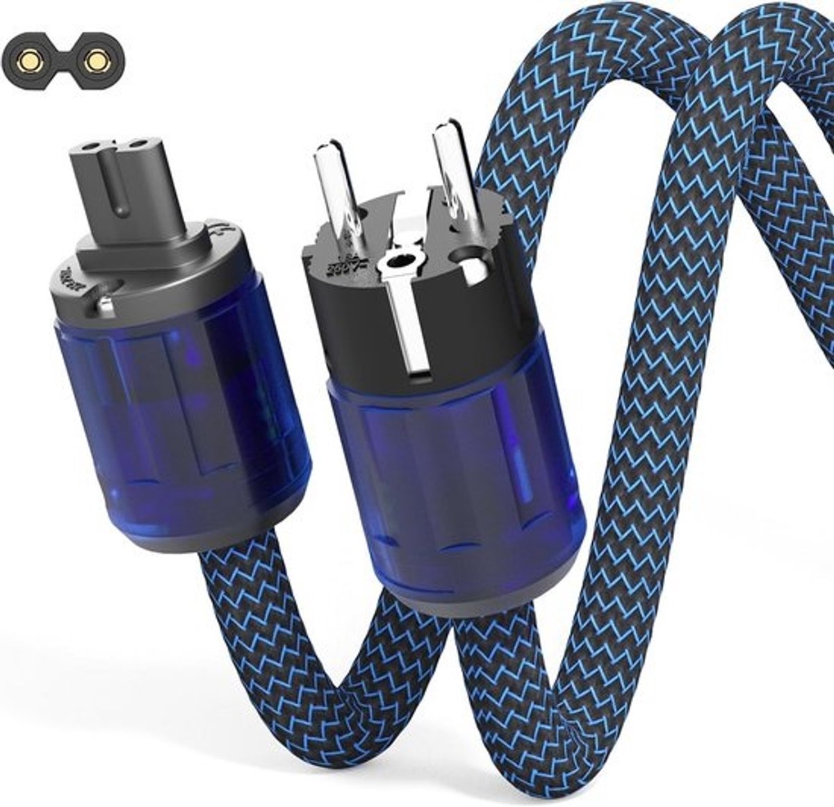 HiFi Stroomkabel 1m Voor Audioapparatuur C7 Netsnoer Schuko 2-polig OFC Afgeschermd