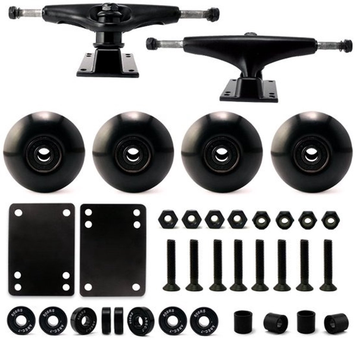 Complete Skateboard Onderdelen Set Trucks Wielen 52mm 99a Lagers ABEC 7 en Hardware