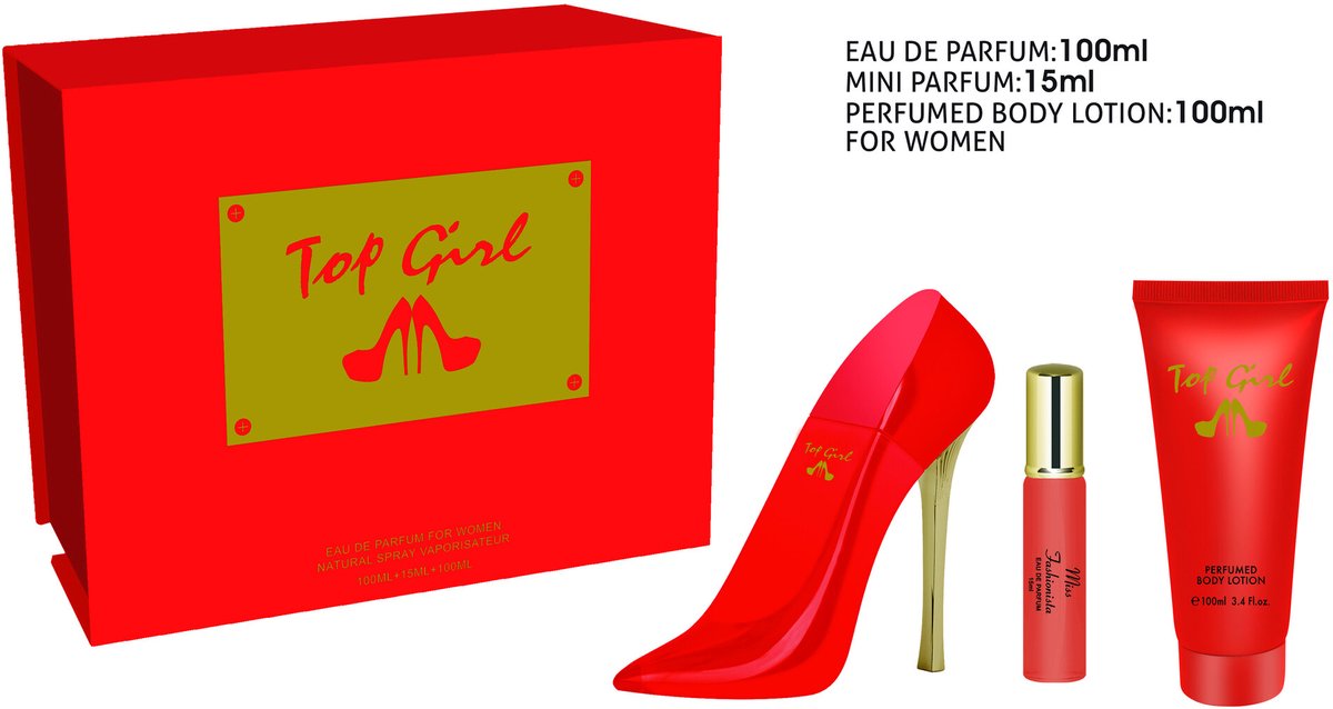 Tiverton Top Girl Eau de Parfum Giftset voor Dames - 100 ml + 15 ml + Bodylotion 100 ml