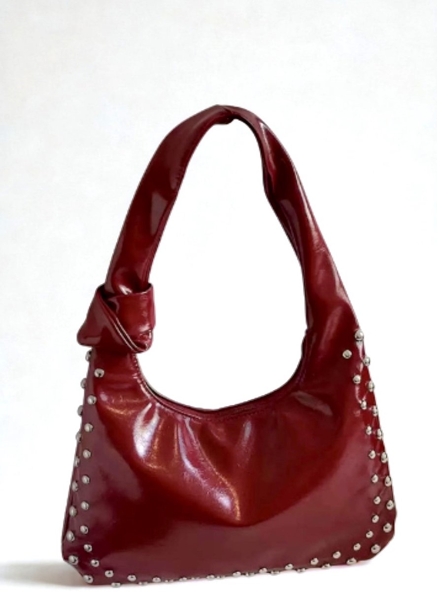 Bordeaux rode tas - Donkerrode schoudertas - schoudertas burgundy - schoudertas - handtas - tas - schoudertas dames - schoudertassen - statement tas - shoulderbag - hobo tas - schoudertas