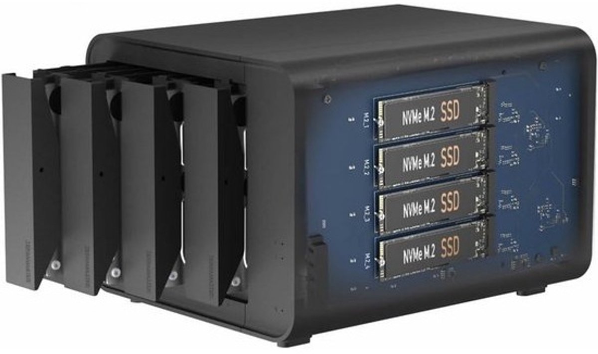 Hybride Behuizing 8-Bay voor HDD en NVMe SSD Opslag USB 3.2 10Gbps met RAID