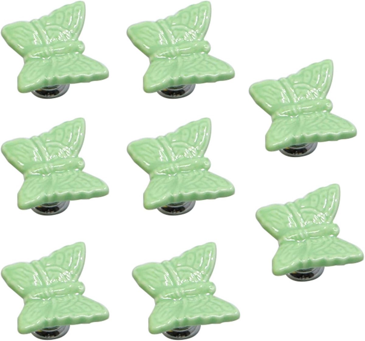 Pack van 8 groene vlinder vormige keramische lade knoppen met zinklegering basiskast trekt dressoir garderobe handgrepen