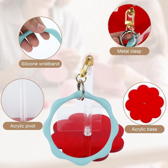 Yarn Holder voor Wol met Armband, Voorkomt Ingewikkeld Rimpelen, Ideaal voor Breien en Haken, Perfect Cadeau voor Breiliefhebbers, Acryl en Rood — afbeelding 4