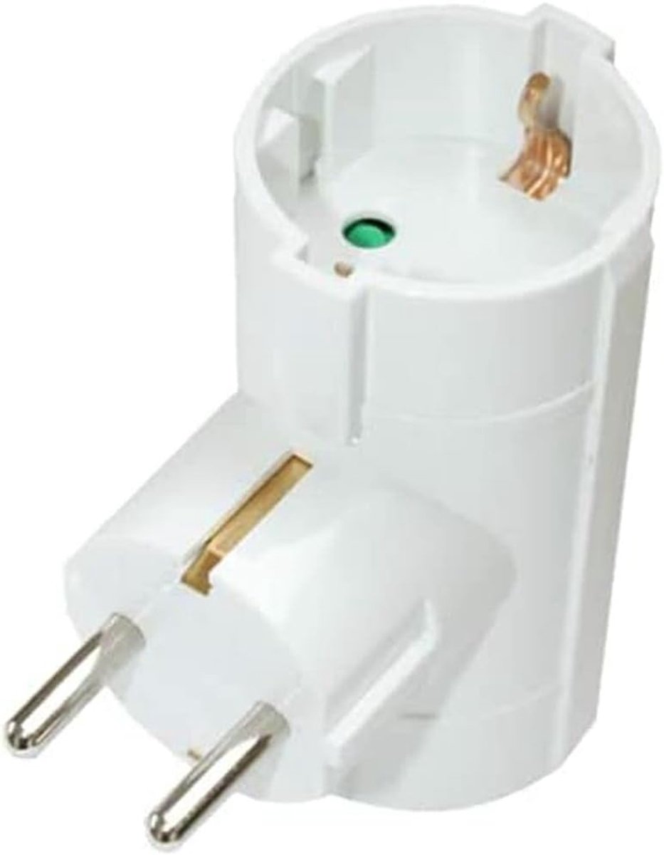 Electronics - Dubbele adapter met 2 stopcontacten, stekker in wit, maximaal vermogen van deze dieven bedraagt 3680 W, nominale stroom 10/16 A, 250 volt, kinderbeveiliging, TÜV-gecertificeerd