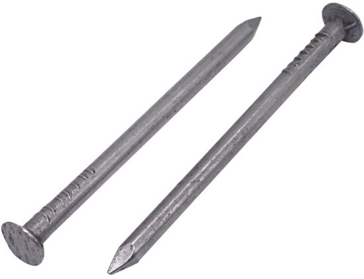 50x Constructienagels Koolstofstaal 3,5 x 60 mm - Platte Kop en Gedeeltelijke Draad