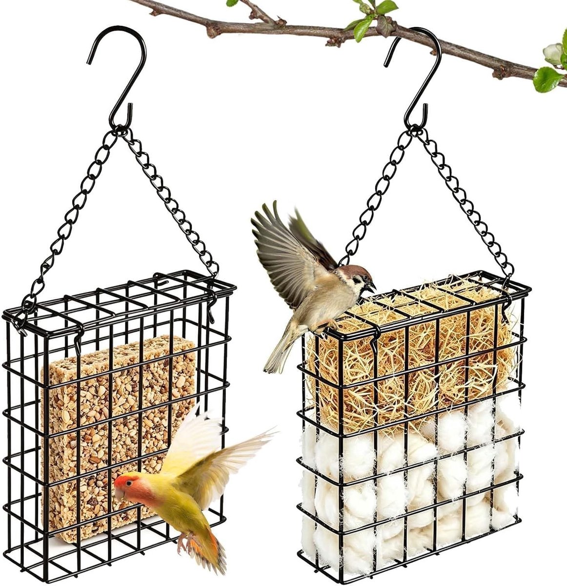Set van 2 Buiten Vogelvoeders 12,7 × 4,1 × 13,2 cm - Ideaal voor Hangende Takken en Tuinen, Perfect voor Tuinvogels en Voeding