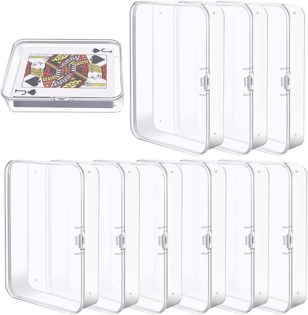 Set van 10 Speelkaarten Dozen, Transparante Opbergdozen met Deksel, Ideaal voor Kaartspellen en Organisatie, 10.5 x 3 x 1 cm