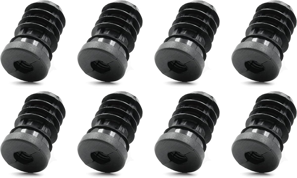 8 x schroefdraadstoppen voor ronde buizen met kunststof schroefdraad M8 Ø 20 mm 2 mm wanddikte