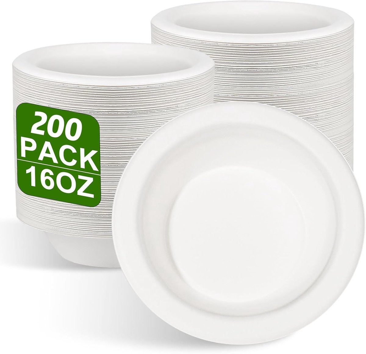 200 stuks Pappschalen Einwegsoepschalen 470ML uit suikerbuis Einweggerei Suppenbord Einwegsoepschalen Schalen Bio Soepschaal Rond Wit Compostierbaar