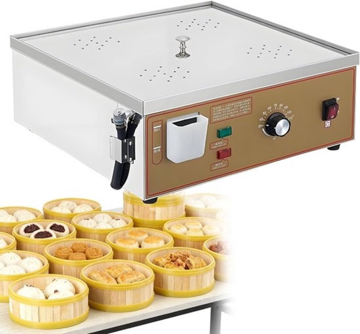 Elektrische stoomkoker - Stoommachine broodjes - Ontbijtzaken - Constante temperatuurinstelling - 4 gaten - Meerkleurig