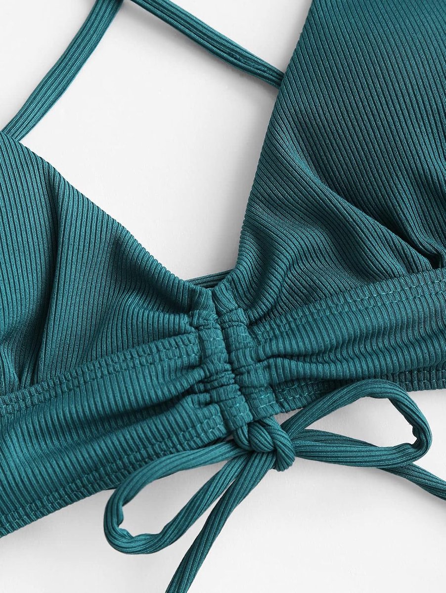 Tweedelige bikiniset voor dames, met verstelbare beha en push-up-rug, driehoekig bustle zwembroek met bloemenpatroon