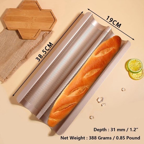 Bakplaat voor Franse Stokbrood - Geperforeerde Antiaanbakvorm voor Perfecte Baguettes — afbeelding 3