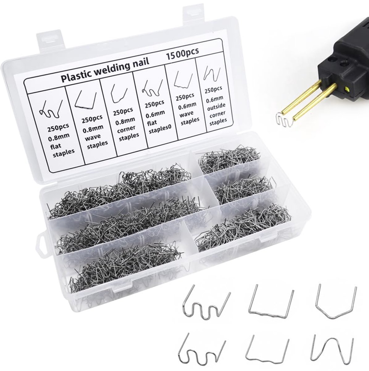 1500 stuks kunststof lassen nietjes auto lassen 0,6 mm/0,8 mm
