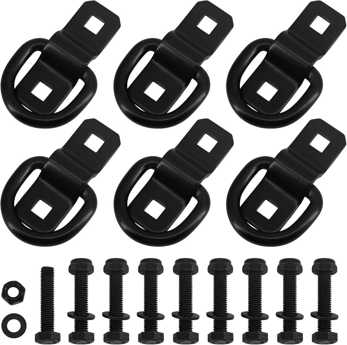 6 stuks 3/8 inch zware stalen D-ring spanankers - 6000 lbs capaciteit, voor aanhangwagen, vrachtwagen, boot, bestelwagen, camper, ATV, SUV en motorfiets vrachtcontrole - met montagebeugel