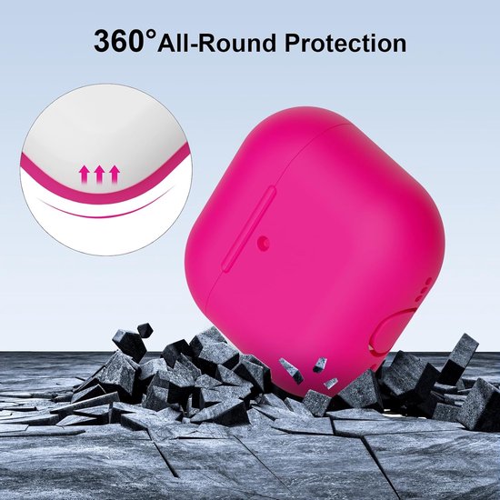 Compatibel met Airpods 4 (2024), schokbestendig, krasbestendig, van siliconen, voor AirPods 4e generatie, zichtbare led aan de voorkant, roze — afbeelding 4