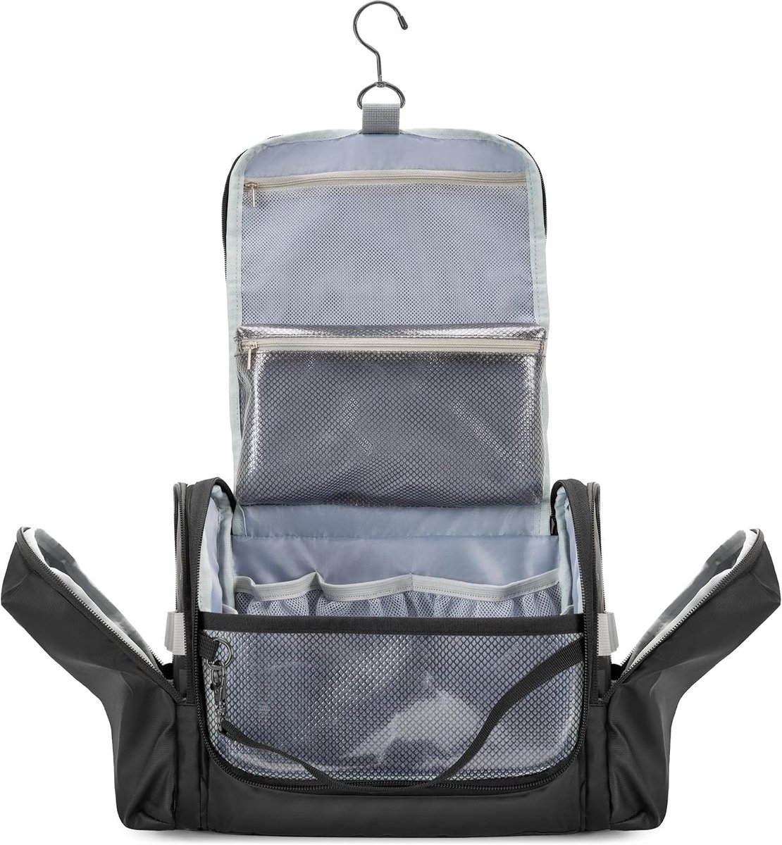 Toilettas voor Mannen, Tactische Dopp Kit Toilettas, Grote Hygiëne Organisator Douche Zak voor Kamperen Buiten, Zwart