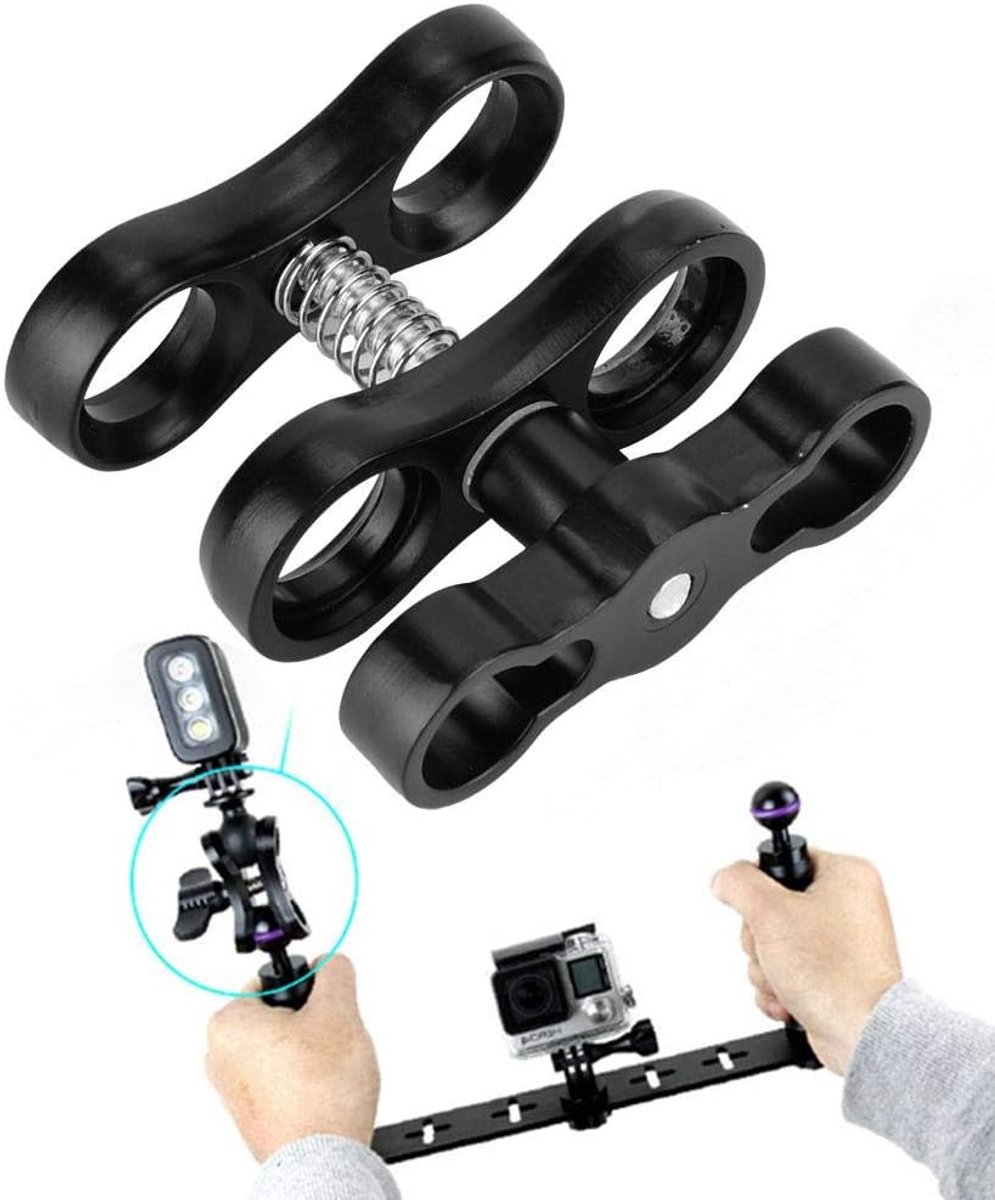 Dailygoods - Kogelklem voor Duiklampen - Aluminium Houder - Flexibele Hoek - Onderwatercamera Accessoire - Duurzaam en Roestvrij