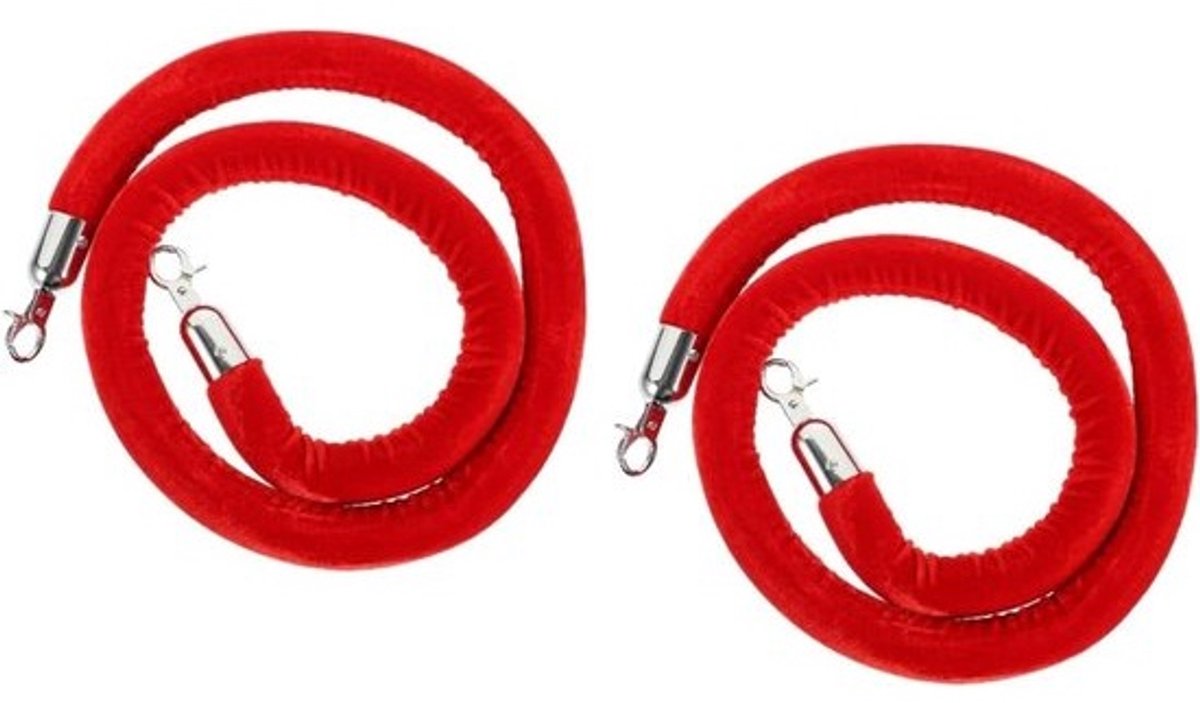 Wachtrij Management Touw - Barrière Touw - Evenementen Organiseren - Zelfsluitende Veerhaak - 90 cm - Rood