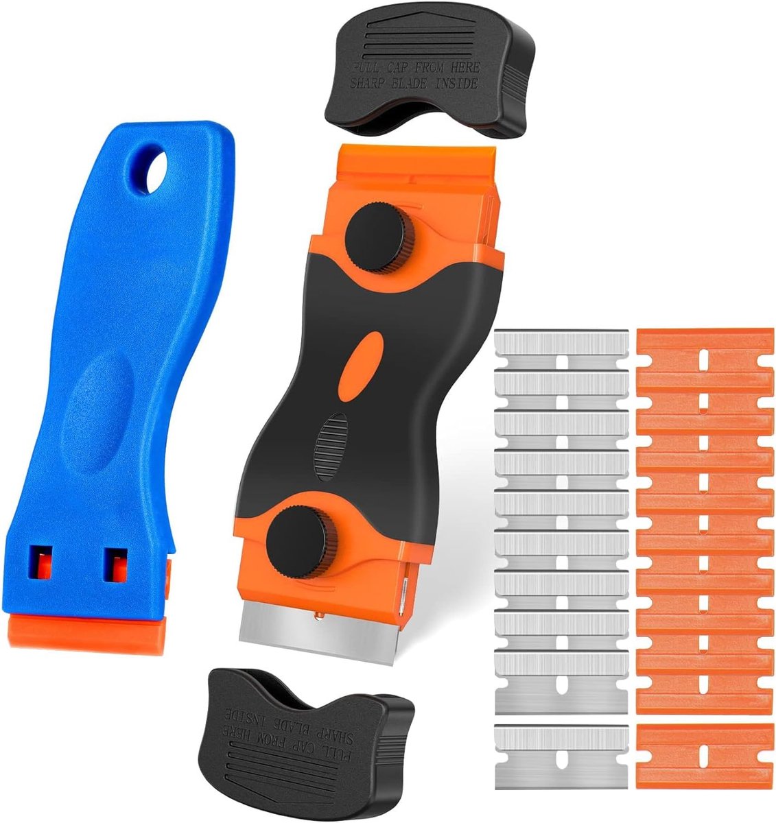 Dailygoods- Schraper met dubbele kop - Plastic Schraper - Kunststof/Roestvrijstalen Messen - Kookplaat/Glasschraper - Hardnekkig Vuil Verwijderen - Qu
