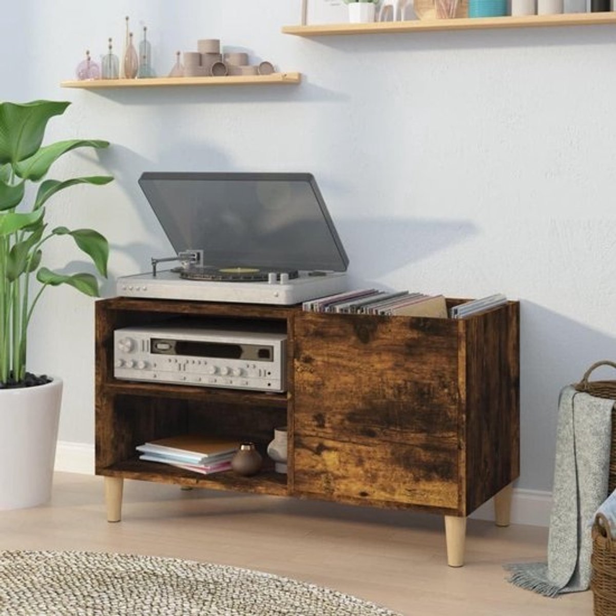 Schijfkast Multiplex - LP Kast Platenkast - Muziek Collectie Organiseren - Glad Oppervlak - 845 x 38 x 48 cm
