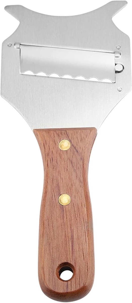 Dailygoods- Snijmachine Roestvrij Staal - Verstelbaar Mes - Antislip Houten Handvat - Duurzaam - Lichtgewicht - 19,5 x 8 x 1,2 cm - Schaaf