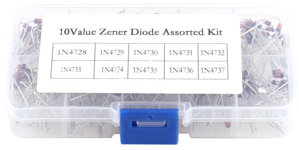 Dailygoods - Zener Dioden Set - 200 Stuks Assortiment - Hoogwaardige Efficiëntie - Transparante Doos - Elektronische Componenten - DIY Projecten