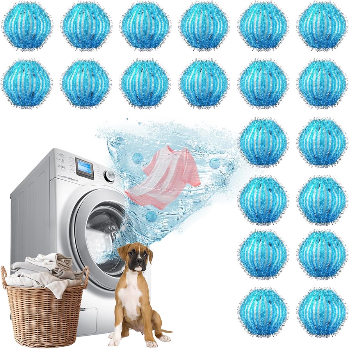 YAGXIG Pet Hair Removal Balls - Mini Ball Pluizenverzamelaar - Pluizenverzamelaar voor de wasmachine - Verwijdert effectief katten- en hondenhaar van kleding, lakens en handdoeken - Verpakking van 20 stuks