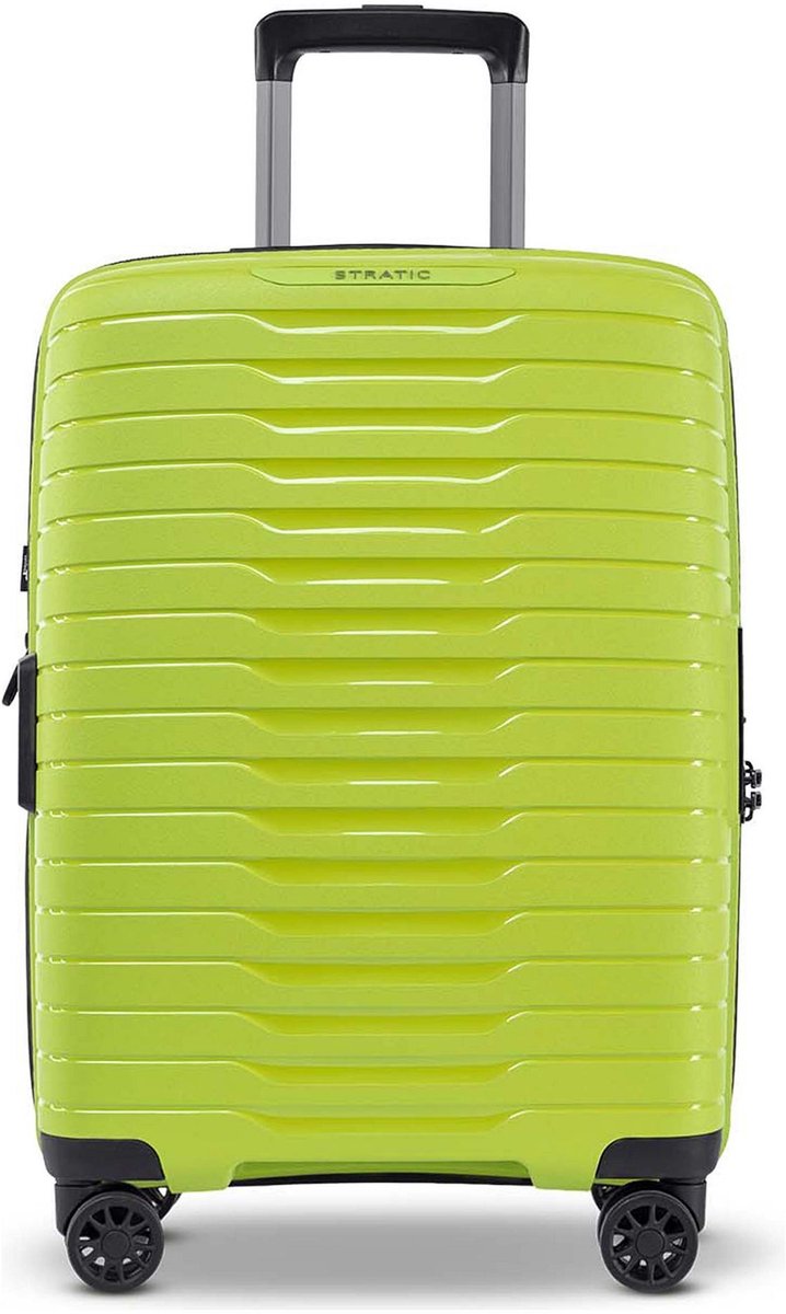 Stratic Novium 4 wielen Cabinewagen S 55 cm met uitbreidingsplooi - Harde bagage - TSA slot - lime-green