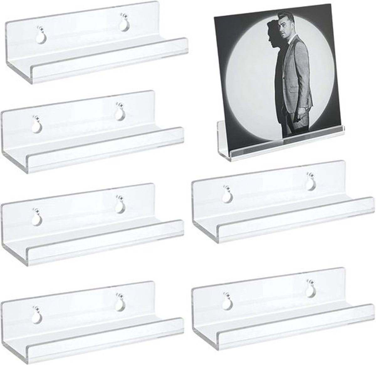 Vinylplaten Wandhouder - Platenrek Display - Muziek Presenteren - Zwevend Acryl Ontwerp - 6 Stuks - Transparant