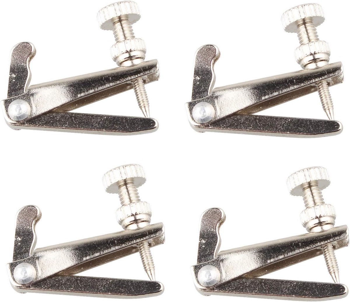 4 Stks Viool Fine Tuners Grote Maat Zilver Viool Vervangende Onderdelen voor 4/4-3/4 Viool Anti Roest Duurzaam Metalen String Adjuster Vernikkeld