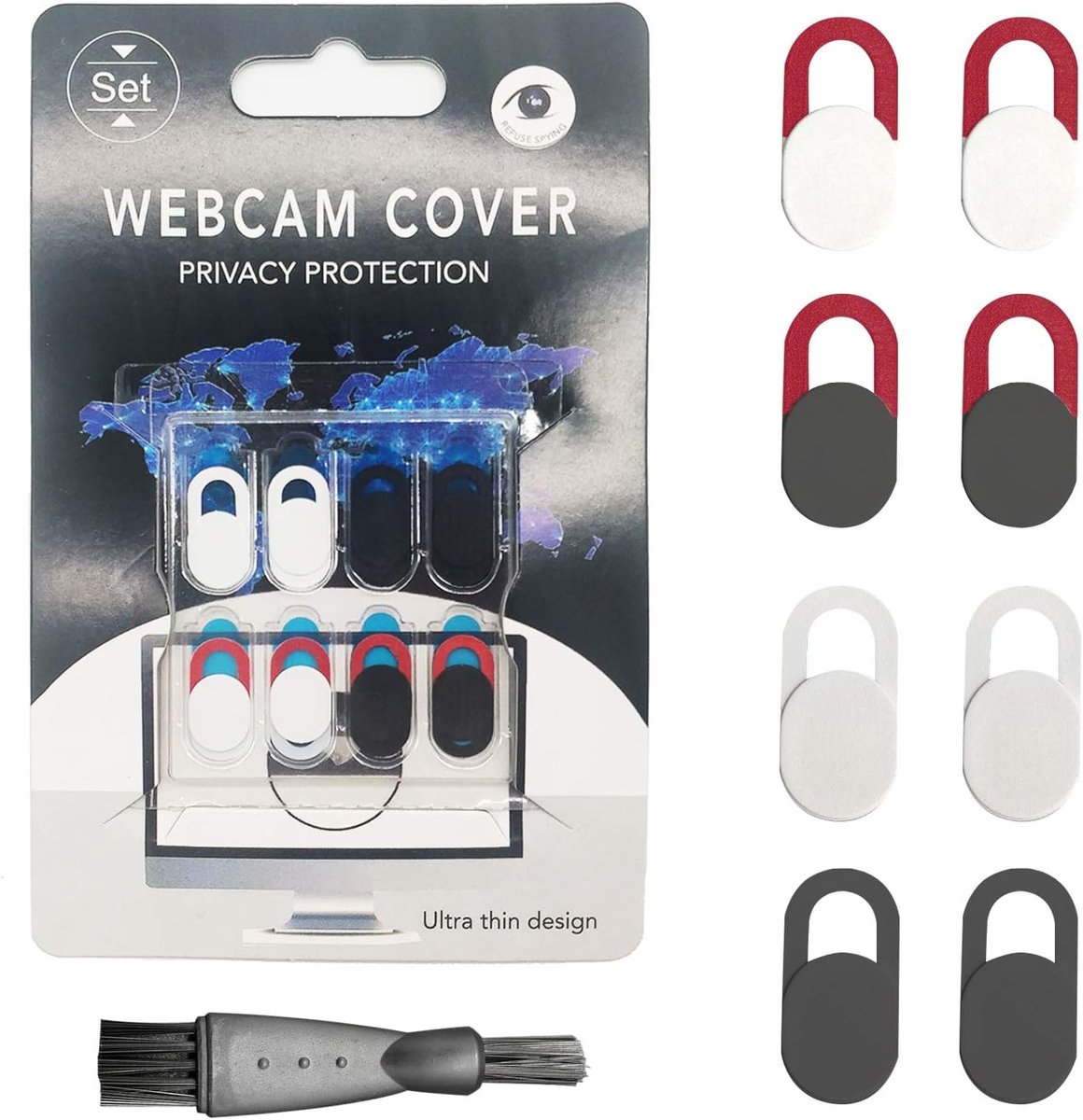 8 Pack Webcam Cover Slider voor Privacy, 0,035 inch Ultradun Ontwerp Web Camera Cover Slide voor Laptop, Desktop, PC, Tablet, Smartphone en meer, Laptop Accessoires, Bescherm uw Privacy Beveiliging