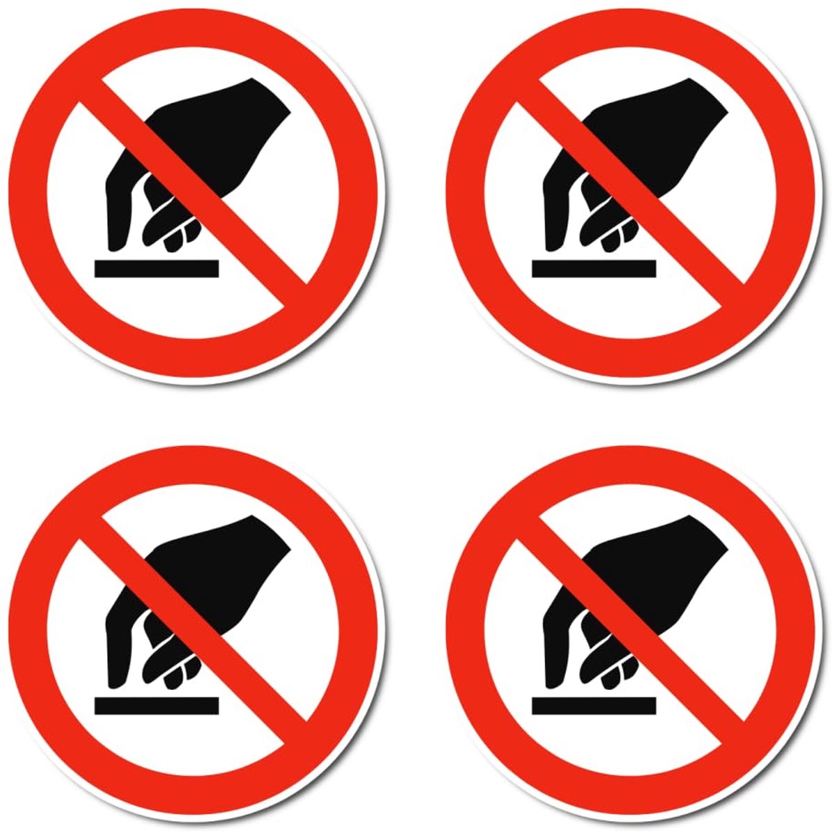 verboden: P010 - DIN EN ISO 7010 / ASR A1.3 - Stickers: Ø 7,5 cm, 4 stuks