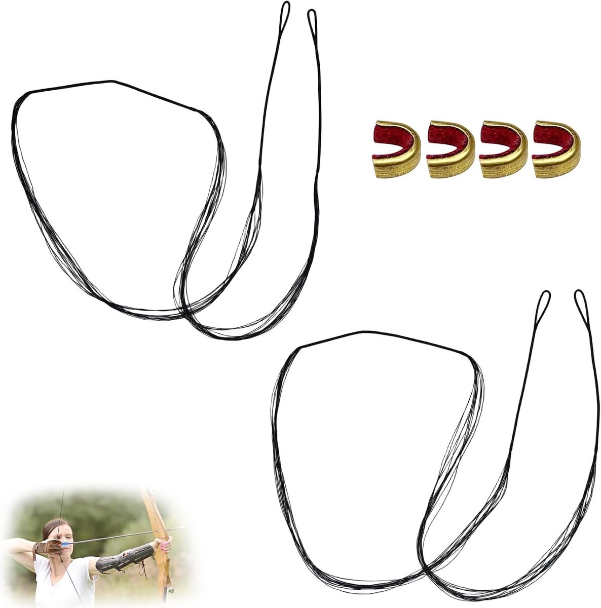 Reserve Boogsnaren - Zwart - 172 cm - Slijtvaste Nylonvezel met 12/14 Strengen - Voor Recurve Bogen