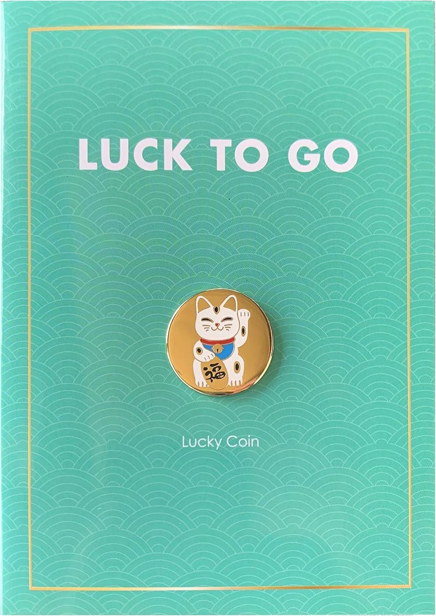Luck to Go met Wenskaart | Maneki Neko | Lucky Cat | Kleine Geluksbrenger Cadeau Idee | Veel Geluk Verjaardagskaart