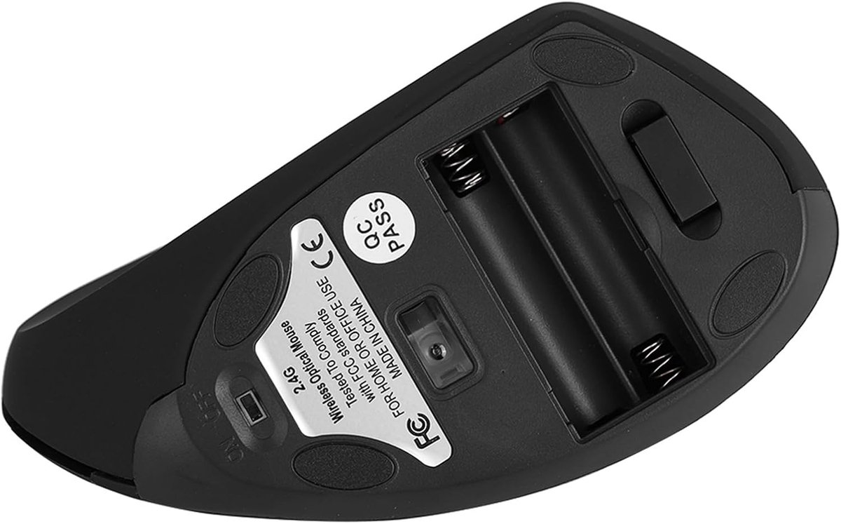 draadloze muis, ergonomische muis met radio, 800/1200/1600 dpi, 3 instelbaar, 5 toetsen, USB-ontvanger voor laptop, desktop, pc, (zwart)
