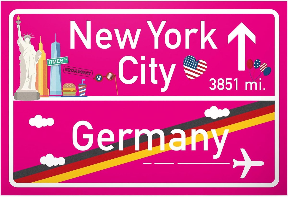 York City Plastic bord roze, cadeau voor haar - New York Amerika reizen / schattige decoratie NYC fans, wanddecoratie, deurschild meisjes woning, cadeau-idee verjaardagscadeau beste vriendin, feestdecoratie