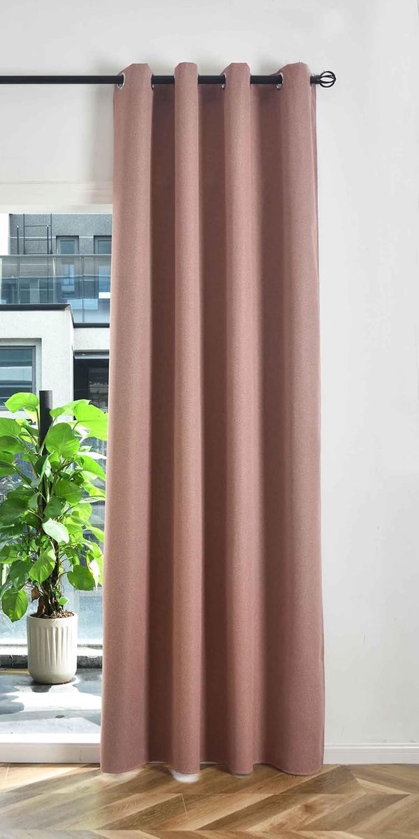 Verduisteringsgordijn 245x145 cm oudroze 100% verduisterend drielaags visgraatpatroon