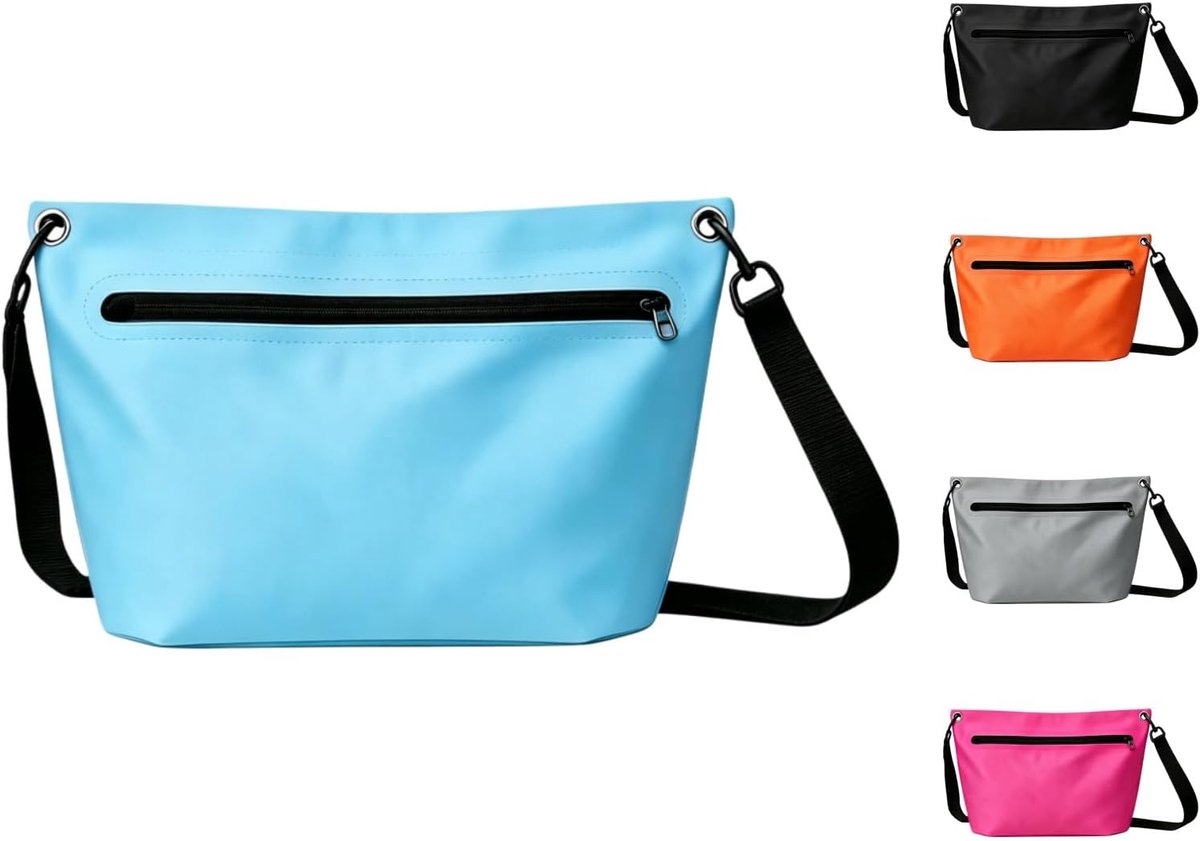 Tas voor buiten, 6 l, lichte droogtas met verstelbare schouderriem, geschikt voor kamperen, wandelen, strand, kajakken, zwemmen, Blauw, Waterdichte tas